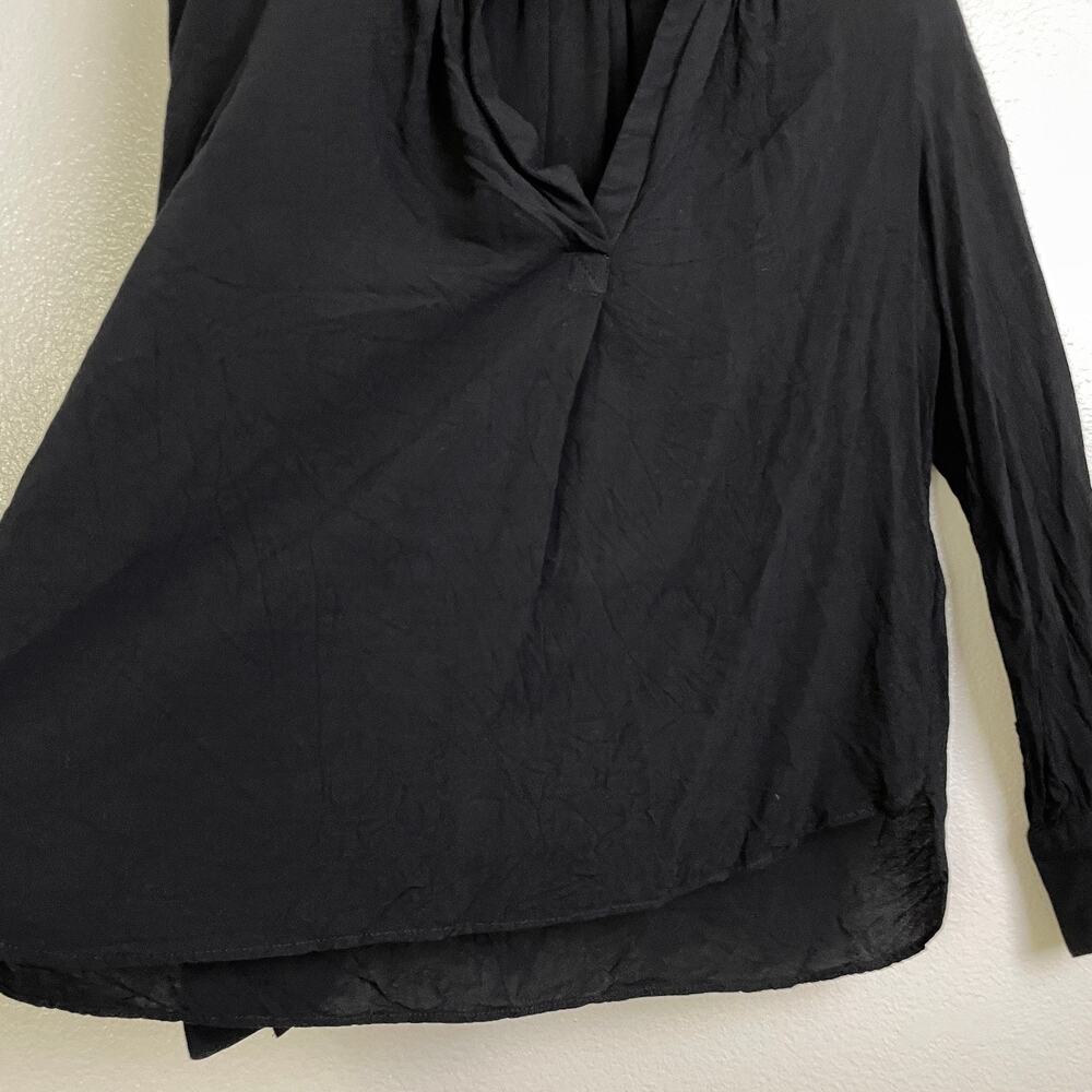 Zadig & Voltaire Tink Top Womens XS Black V Neck Blouse Long Sleeve Pleat Career - Picture 6 of 11